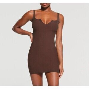 SKIMS RAW EDGE INTIMATES DRESS NWT - ESPRESSO medium